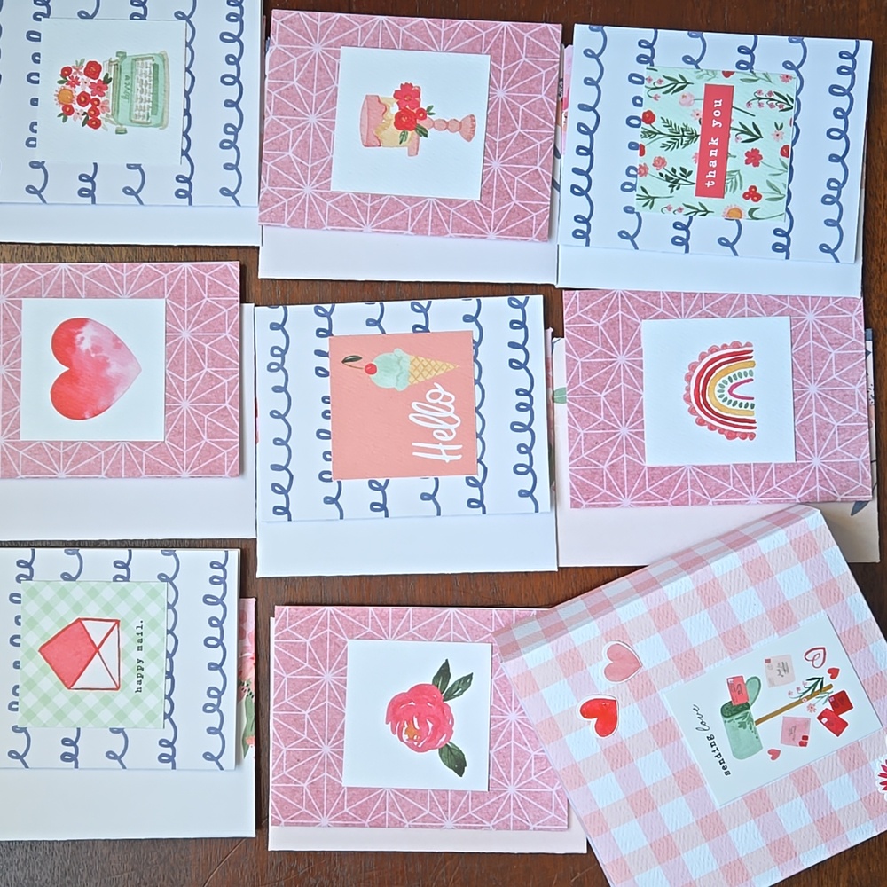 Handmade Mini Valentines Friend Mail Happy Mail Cards & Envelopes Boxed Set of 8